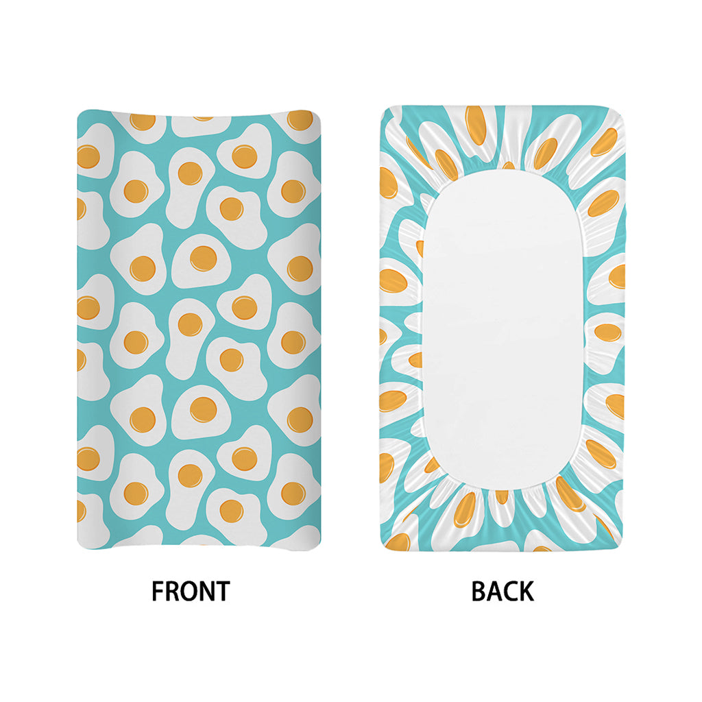 Blue Fried Eggs Pattern Print Changing Pad Cover