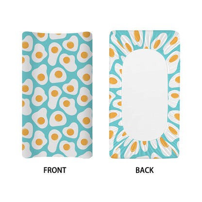 Blue Fried Eggs Pattern Print Changing Pad Cover