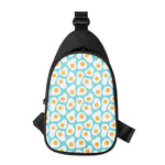 Blue Fried Eggs Pattern Print Chest Bag