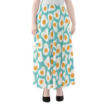 Blue Fried Eggs Pattern Print Chiffon Maxi Skirt