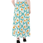 Blue Fried Eggs Pattern Print Chiffon Maxi Skirt