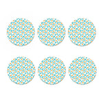 Blue Fried Eggs Pattern Print Coaster Set