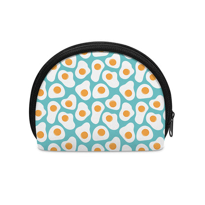 Blue Fried Eggs Pattern Print Coin Purse