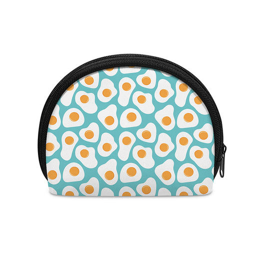 Blue Fried Eggs Pattern Print Coin Purse