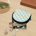 Blue Fried Eggs Pattern Print Coin Purse