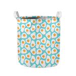 Blue Fried Eggs Pattern Print Collapsible Laundry Basket