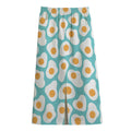 Blue Fried Eggs Pattern Print Cotton Front Slit Maxi Skirt