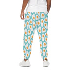 Blue Fried Eggs Pattern Print Cotton Pants