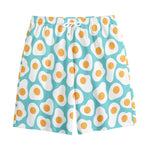 Blue Fried Eggs Pattern Print Cotton Shorts