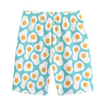 Blue Fried Eggs Pattern Print Cotton Shorts