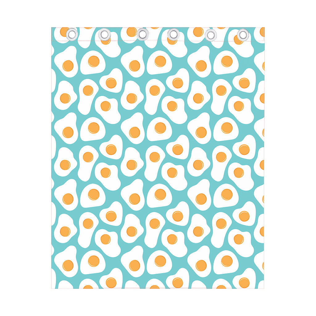 Blue Fried Eggs Pattern Print Curtain