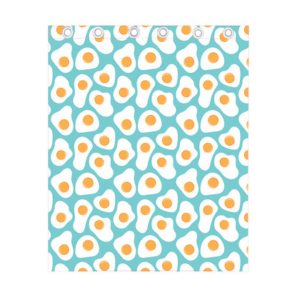 Blue Fried Eggs Pattern Print Curtain