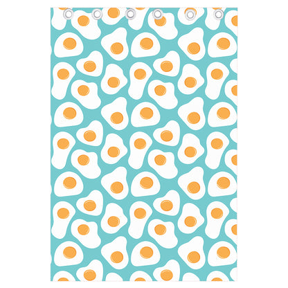 Blue Fried Eggs Pattern Print Curtain