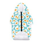 Blue Fried Eggs Pattern Print Dog Zip Up Hoodie