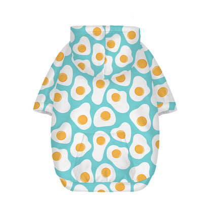 Blue Fried Eggs Pattern Print Dog Zip Up Hoodie