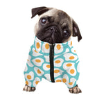 Blue Fried Eggs Pattern Print Dog Zip Up Jacket
