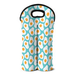 Blue Fried Eggs Pattern Print Double Neoprene Wine Tote