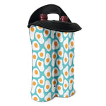Blue Fried Eggs Pattern Print Double Neoprene Wine Tote