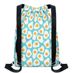Blue Fried Eggs Pattern Print Drawstring Backpack