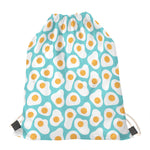 Blue Fried Eggs Pattern Print Drawstring Bag