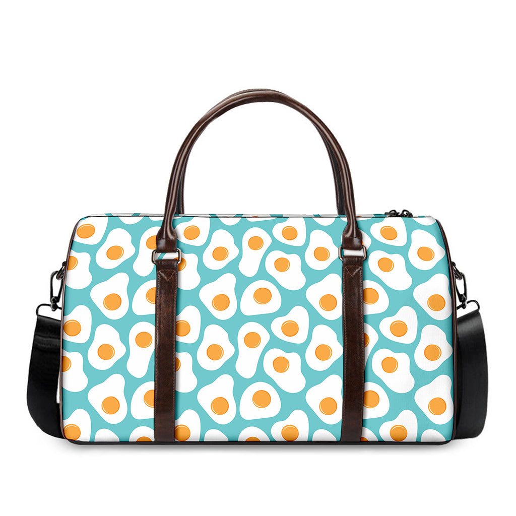 Blue Fried Eggs Pattern Print Duffle Bag