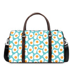 Blue Fried Eggs Pattern Print Duffle Bag