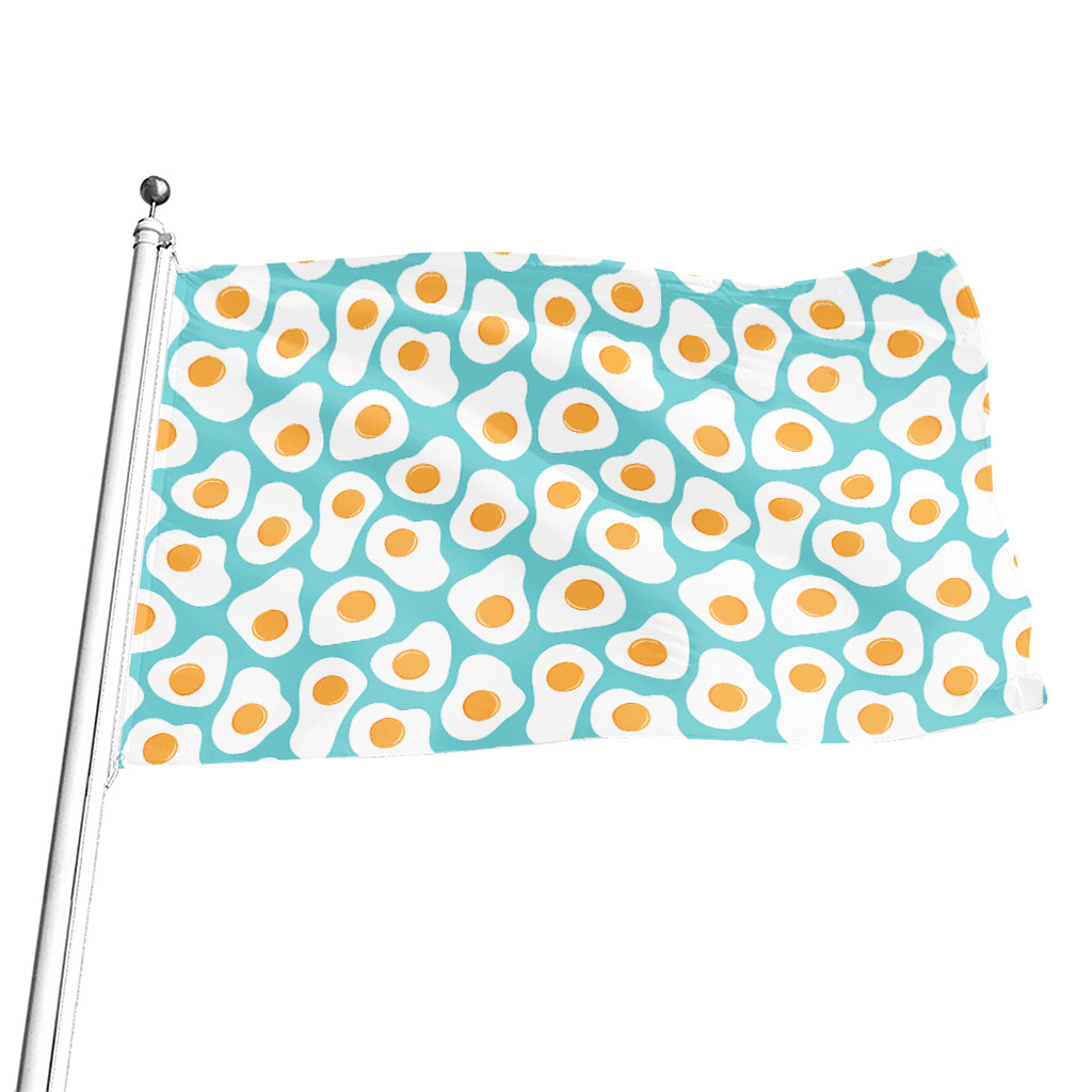 Blue Fried Eggs Pattern Print Flag