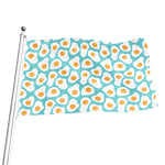 Blue Fried Eggs Pattern Print Flag