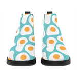 Blue Fried Eggs Pattern Print Flat Ankle Boots