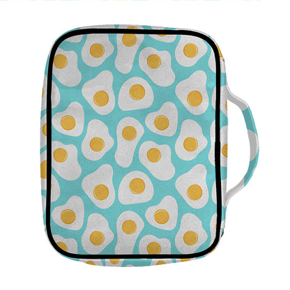 Blue Fried Eggs Pattern Print Front Pocket Bible Bag