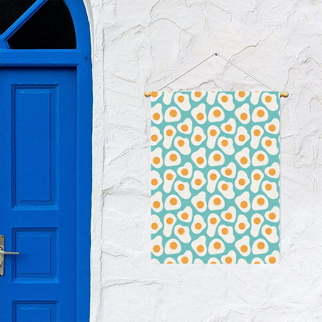 Blue Fried Eggs Pattern Print Garden Flag