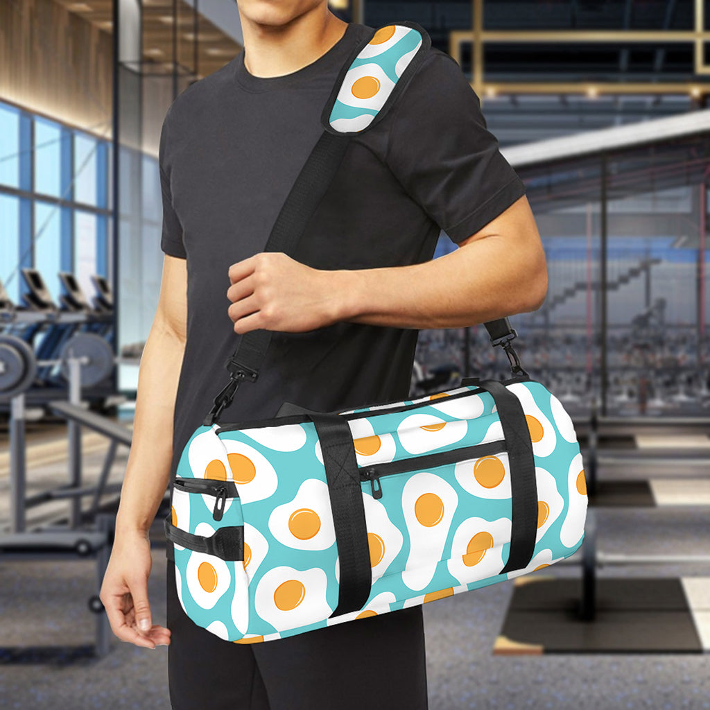 Blue Fried Eggs Pattern Print Gym Bag