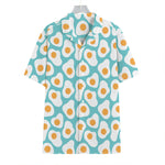 Blue Fried Eggs Pattern Print Hawaiian Shirt