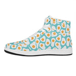 Blue Fried Eggs Pattern Print High Top Leather Sneakers