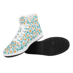 Blue Fried Eggs Pattern Print High Top Leather Sneakers