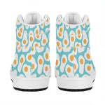 Blue Fried Eggs Pattern Print High Top Leather Sneakers