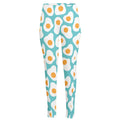 Blue Fried Eggs Pattern Print High-Waisted Pocket Leggings