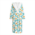 Blue Fried Eggs Pattern Print Hooded Bathrobe