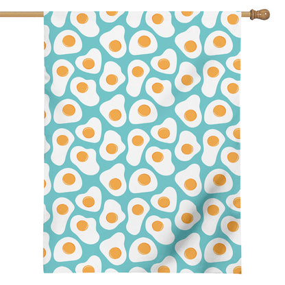 Blue Fried Eggs Pattern Print House Flag
