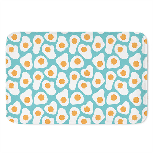 Blue Fried Eggs Pattern Print Indoor Door Mat