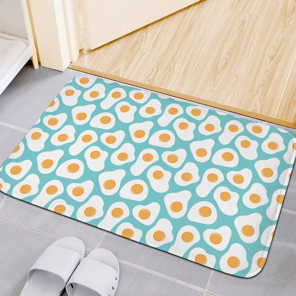 Blue Fried Eggs Pattern Print Indoor Door Mat