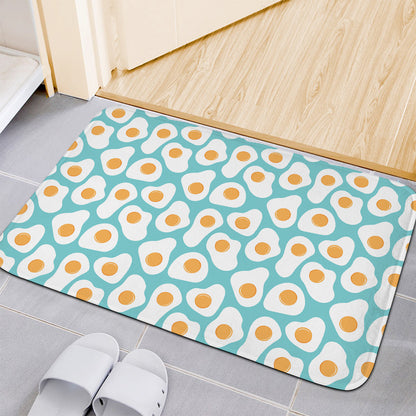 Blue Fried Eggs Pattern Print Indoor Door Mat