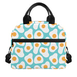 Blue Fried Eggs Pattern Print Insulated Lunch Bag