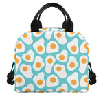 Blue Fried Eggs Pattern Print Insulated Lunch Bag