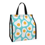 Blue Fried Eggs Pattern Print Insulated Lunch Tote