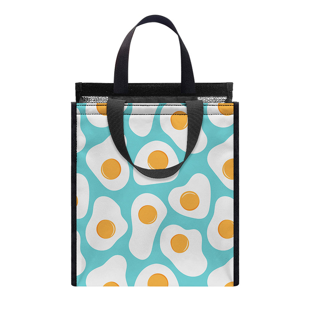 Blue Fried Eggs Pattern Print Insulated Lunch Tote