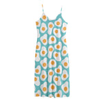 Blue Fried Eggs Pattern Print Jersey Midi Cami Dress