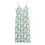 Blue Fried Eggs Pattern Print Jersey Midi Cami Dress