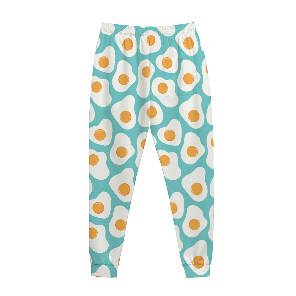 Blue Fried Eggs Pattern Print Jogger Pants