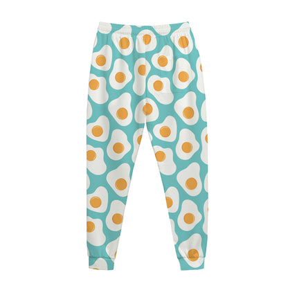 Blue Fried Eggs Pattern Print Jogger Pants